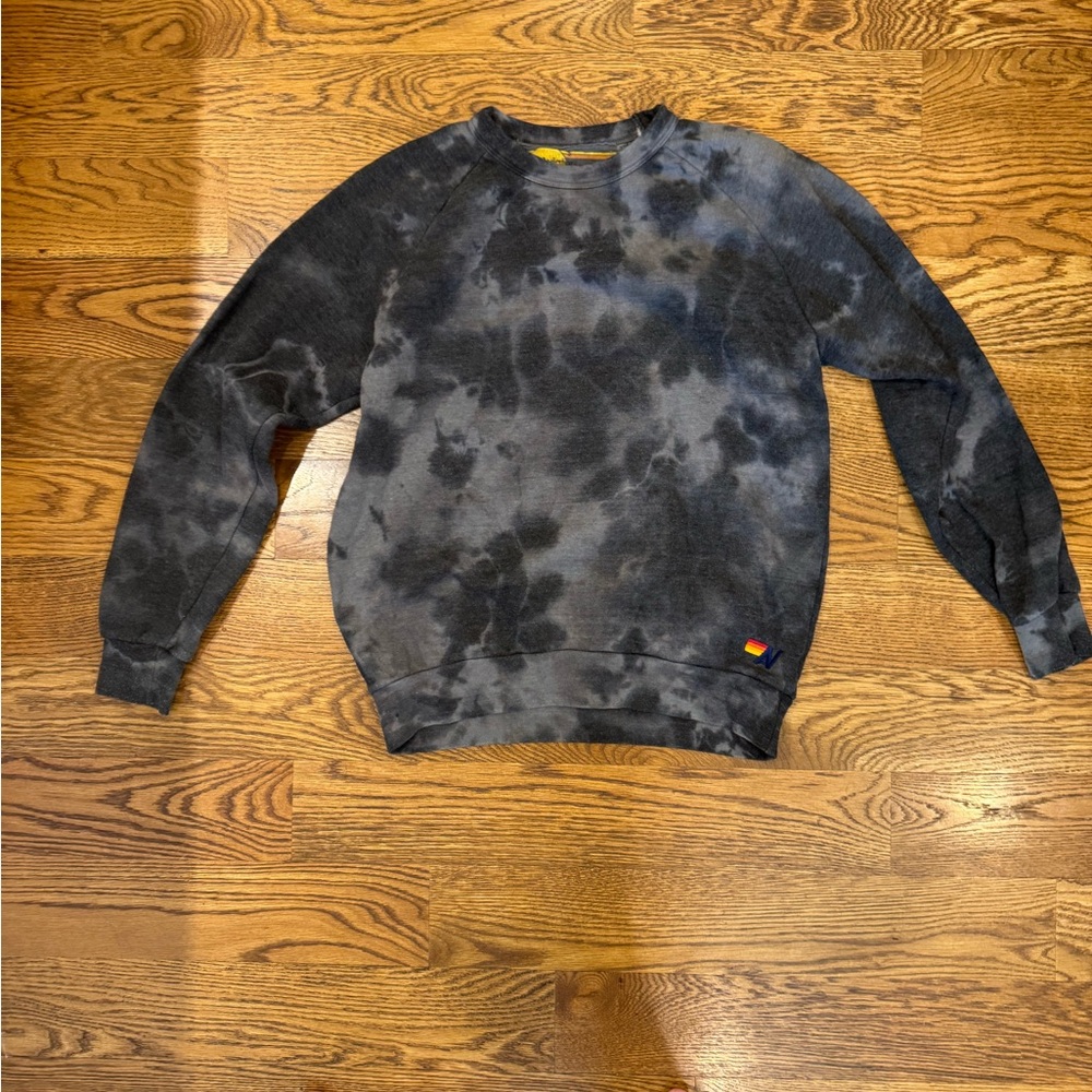 Aviator Nation Black & Gray Tie-Dye Crewneck Sweatshirt size small